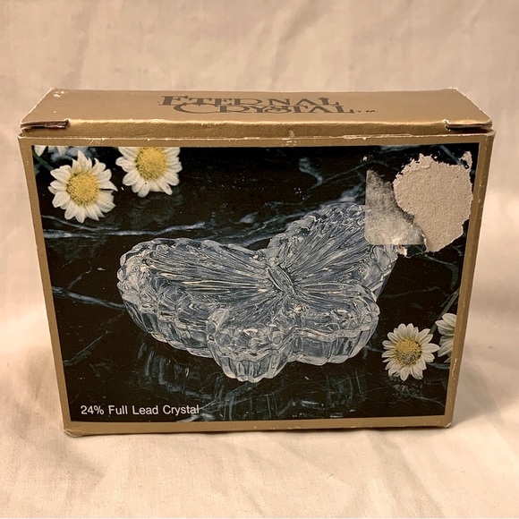 VINTAGE Eternal Crystal Clear Butterfly Shaped Trinket 4 3/8" original box NOS - Picture 6 of 13
